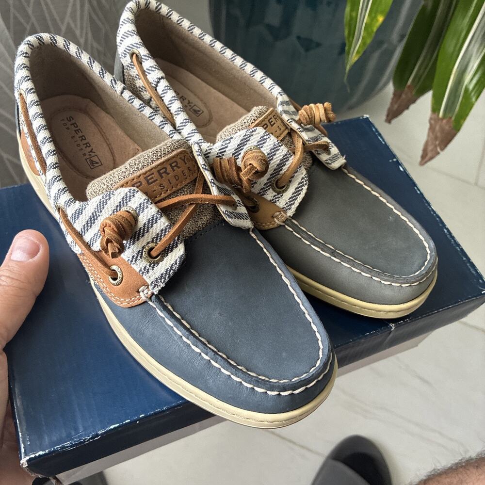 Sperry Bluefish STS91266 Women's US 6 M Boat Shoes Olive Leather Casual